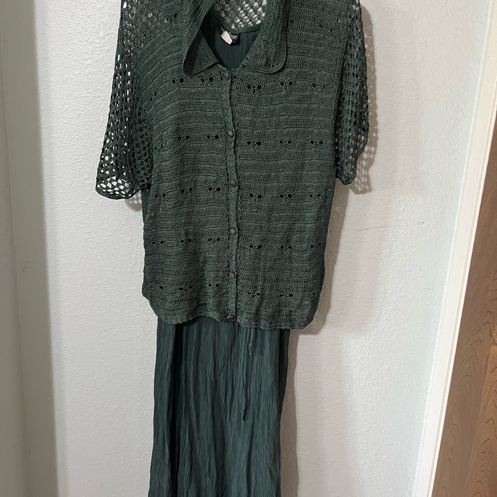 Green Knit Top and Dress Set